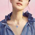 wholesale 925 Sterling Silver Blue Crystal Heart Love You Forever Engraved Pendant for Women's s-0-1