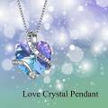 wholesale 925 Sterling Silver Blue Crystal Heart Love You Forever Engraved Pendant for Women's s-0-2
