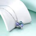 wholesale 925 Sterling Silver Blue Crystal Heart Love You Forever Engraved Pendant for Women's s-0-4