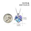 wholesale 925 Sterling Silver Blue Crystal Heart Love You Forever Engraved Pendant for Women's s-0-5