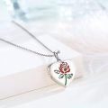 wholesale 925 Sterling Silver Heart-Shaped Rose Flower Locket Necklace with Photo Pendant for Women's s-0-1