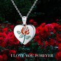 wholesale 925 Sterling Silver Heart-Shaped Rose Flower Locket Necklace with Photo Pendant for Women's s-0-5