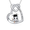 wholesale 925 Sterling Silver Crystal Owl Heart Pendant Necklace Graduation Gift for Women-0-0