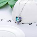 wholesale 925 Sterling Silver Blue & Purple Crystal I love you forever Heart Pendant Necklace for Women-0-2
