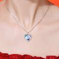 wholesale 925 Sterling Silver Blue & Purple Crystal I love you forever Heart Pendant Necklace for Women-0-4