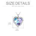 wholesale 925 Sterling Silver Blue & Purple Crystal I love you forever Heart Pendant Necklace for Women-0-5