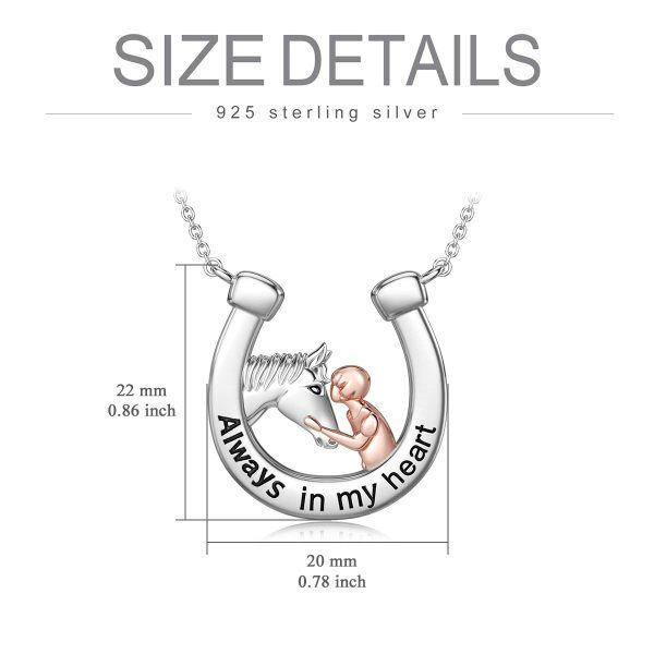 Sterling Silver Two Tone Color Always in my Heart Horse Pendent Necklaces -2