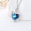 wholesale 925 Sterling Silver Blue Crystal Heart Keepsake Pendant Necklace w/ Funnel & Fill Kit-0-1