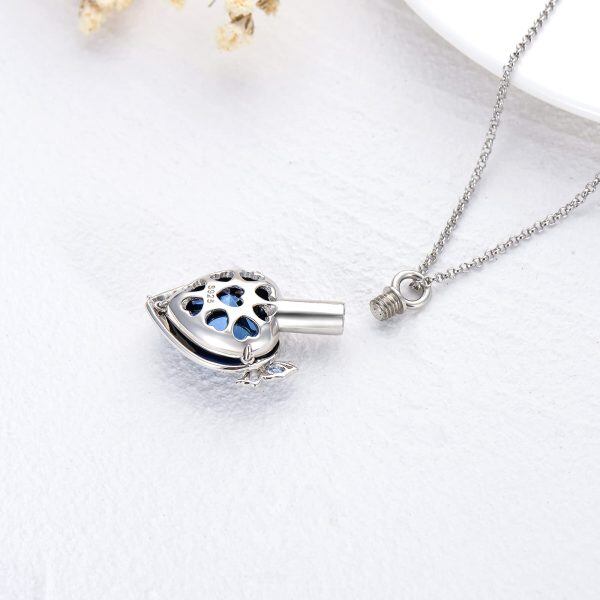 Sterling Silver Crystal and Zircon Silver Plated Butterfly Urn Pendent Necklace -2