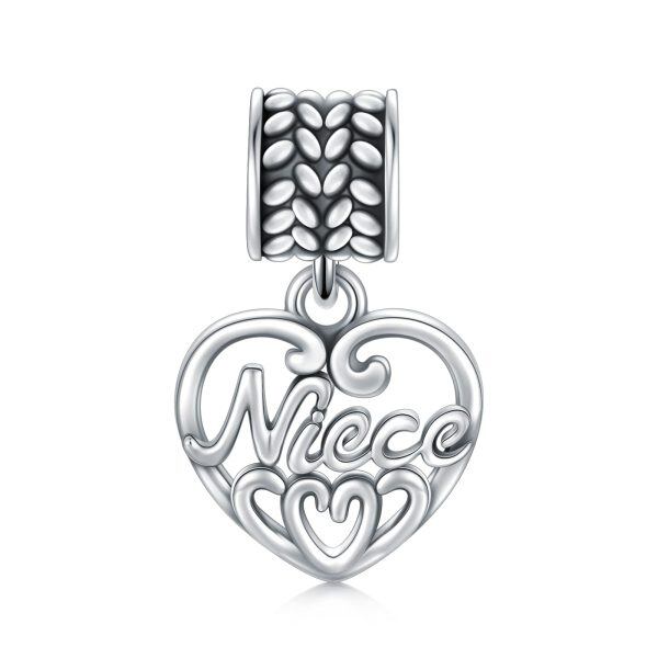 Sterling Silver Silver Plated Niece Heart Dangle Charms-0