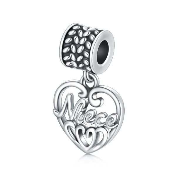 Sterling Silver Silver Plated Niece Heart Dangle Charms-1