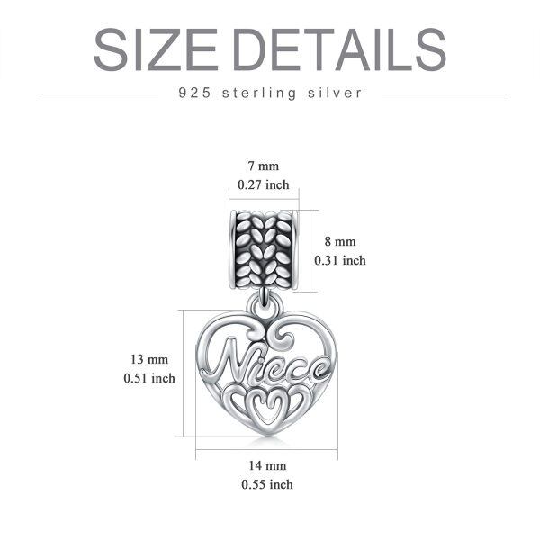 Sterling Silver Silver Plated Niece Heart Dangle Charms-6