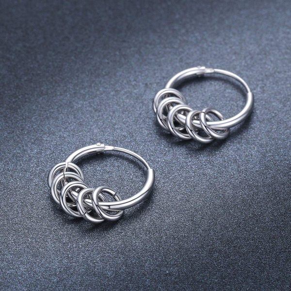 Sterling Silver Silver Plated Endless Cartilage Hoops Earrings-1