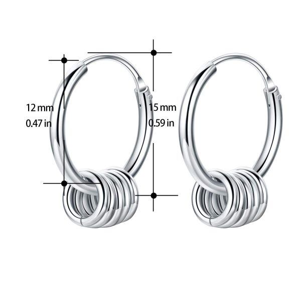 Sterling Silver Silver Plated Endless Cartilage Hoops Earrings-4