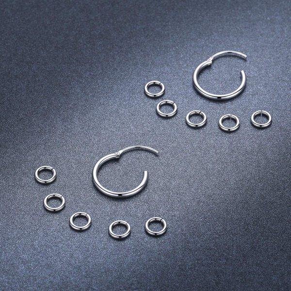 Sterling Silver Silver Plated Endless Cartilage Hoops Earrings-5