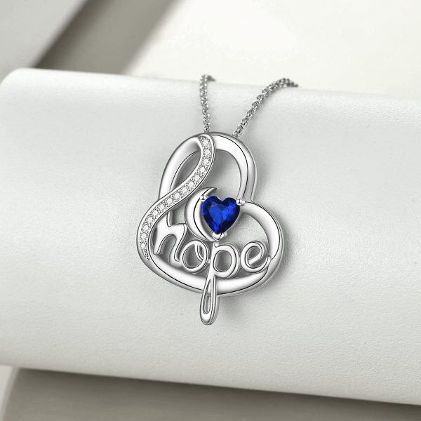 Sterling Silver Crystal and Zircon Hope Silver Plated Cancer Awareness Inspirational Pendent Necklace-1