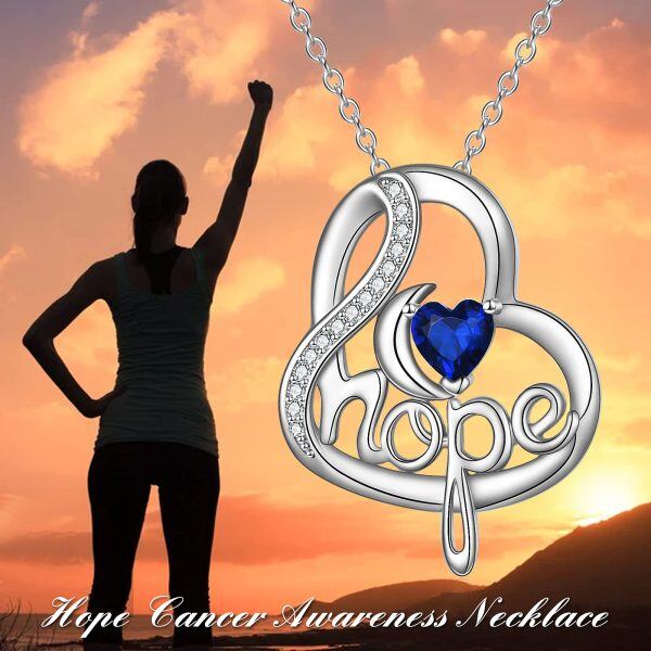 Sterling Silver Crystal and Zircon Hope Silver Plated Cancer Awareness Inspirational Pendent Necklace-5