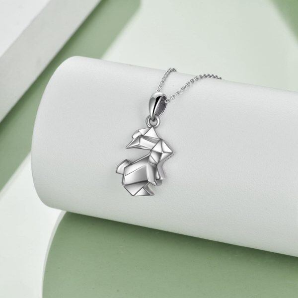 Sterling Silver Silver Plated Rabbit Urn Pendant Necklace-3