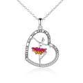 wholesale 925 Sterling Silver Zircon Ballet Dancer Heart Pendant Necklace for Women-0-0