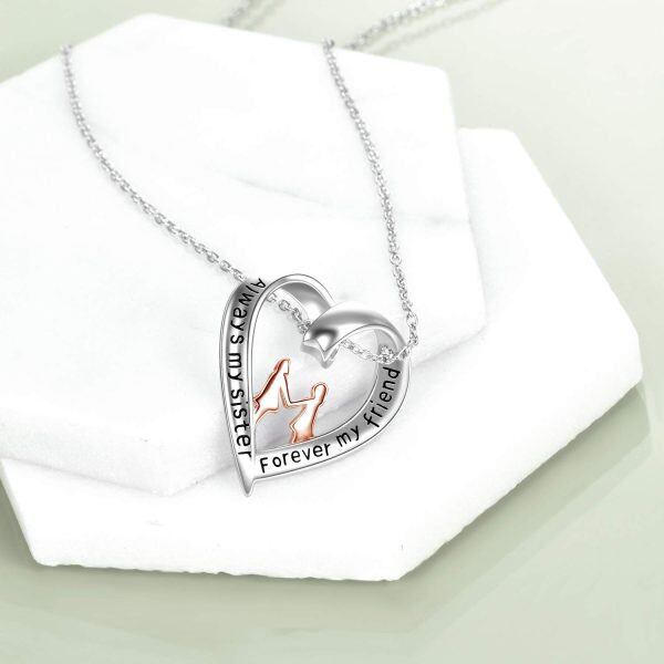 Sterling Silver Two Tone Color Bridesmaid Pendent Necklace-2