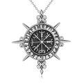 wholesale 925 Sterling Silver Vegvisir Viking Compass Norse Amulet Pendant Necklace-0-0