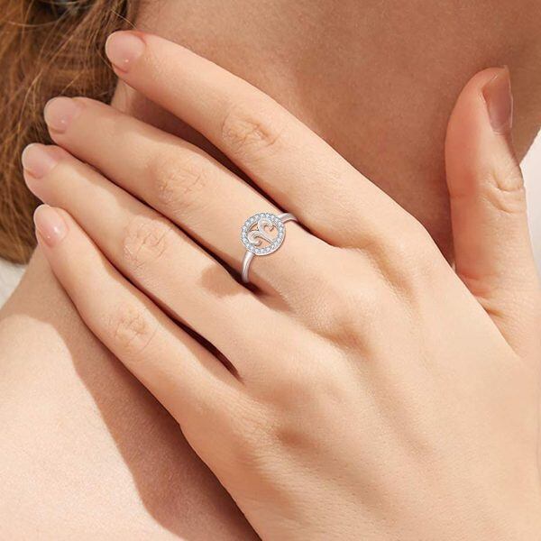 Sterling Silver Zircon Silver Plated Aries Ring -3