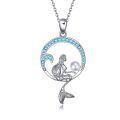 wholesale 925 Sterling Silver Moon & Pearl Mermaid Pendant Necklace - Ocean Inspired s for Her-0-0