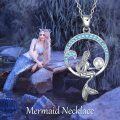 wholesale 925 Sterling Silver Moon & Pearl Mermaid Pendant Necklace - Ocean Inspired s for Her-0-5