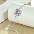 wholesale 925 Sterling Silver Amethyst Lotus Chakra Yoga Bracelet s for Her-0-2