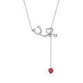 wholesale 925 Sterling Silver Heart-Shaped Pendant with Red Crystal Charm Necklace for Nurses and Women Gifts-0-0