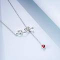 wholesale 925 Sterling Silver Heart-Shaped Pendant with Red Crystal Charm Necklace for Nurses and Women Gifts-0-3