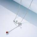 wholesale 925 Sterling Silver Heart-Shaped Pendant with Red Crystal Charm Necklace for Nurses and Women Gifts-0-4