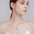 wholesale 925 Sterling Silver Blue Fire Opal Crescent Moon & Unicorn Necklace for Girls and Women's s-0-1