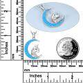 wholesale 925 Sterling Silver Blue Fire Opal Crescent Moon & Unicorn Necklace for Girls and Women's s-0-2