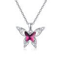 wholesale 925 Sterling Silver Pink Crystal Celtic Knot Butterfly Pendant Necklace with 20 Chain-0-0