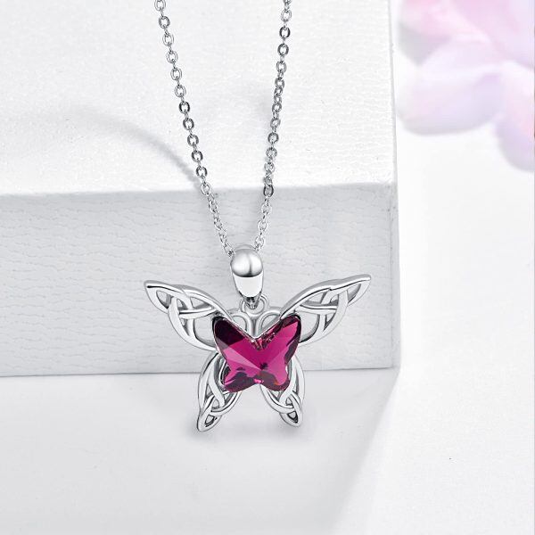 Sterling Silver Crystal Rhodium Plated Butterfly Necklace-1