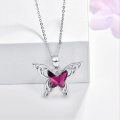 wholesale 925 Sterling Silver Pink Crystal Celtic Knot Butterfly Pendant Necklace with 20 Chain-0-1