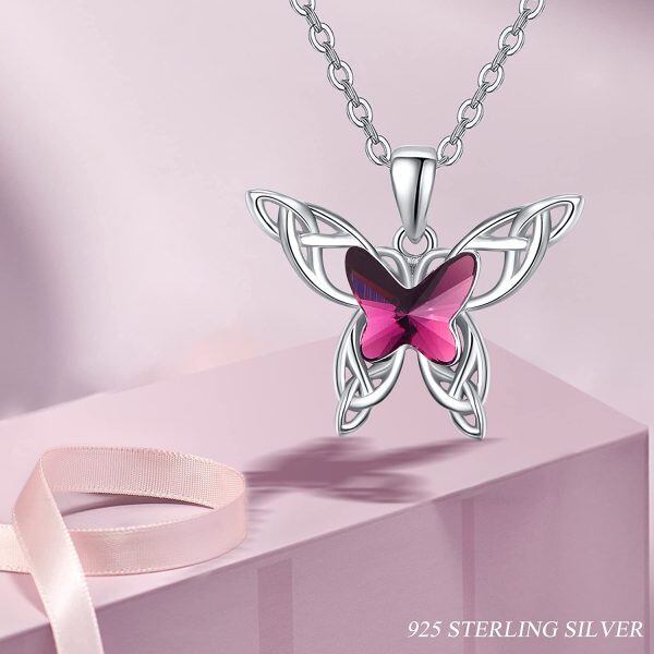 Sterling Silver Crystal Rhodium Plated Butterfly Necklace-2