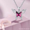 wholesale 925 Sterling Silver Pink Crystal Celtic Knot Butterfly Pendant Necklace with 20 Chain-0-2