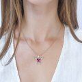wholesale 925 Sterling Silver Pink Crystal Celtic Knot Butterfly Pendant Necklace with 20 Chain-0-5