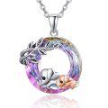 wholesale 925 Sterling Silver Rainbow Crystal Elephant Pendant Necklace for Women Luck Charm s-0-0