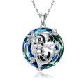 wholesale 925 Sterling Silver Blue Crystal Panda Heart Pendant Necklace - Birthday & Christmas Gifts for Girls and Sisters-0-0