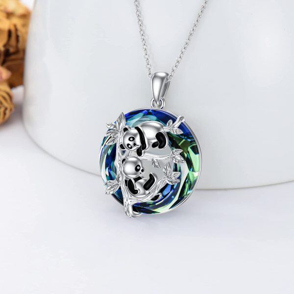 Sterling Silver Crystal Rhodium Plated Panda Necklace-1