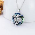 wholesale 925 Sterling Silver Blue Crystal Panda Heart Pendant Necklace - Birthday & Christmas Gifts for Girls and Sisters-0-1