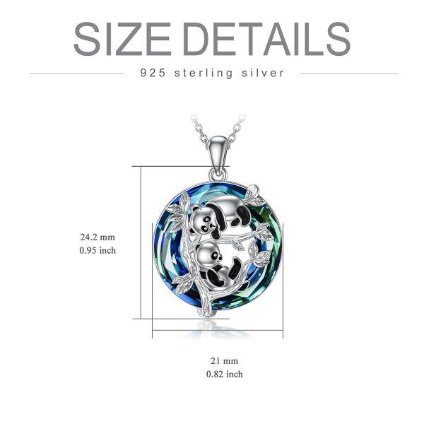 Sterling Silver Crystal Rhodium Plated Panda Necklace-3