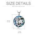 wholesale 925 Sterling Silver Blue Crystal Panda Heart Pendant Necklace - Birthday & Christmas Gifts for Girls and Sisters-0-3