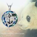 wholesale 925 Sterling Silver Blue Crystal Panda Heart Pendant Necklace - Birthday & Christmas Gifts for Girls and Sisters-0-5
