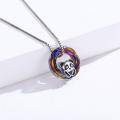 wholesale 925 Sterling Silver Rainbow Crystal Panda Charm Necklace for Women's Gifts-0-1