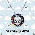 wholesale 925 Sterling Silver Rainbow Crystal Panda Charm Necklace for Women's Gifts-0-3