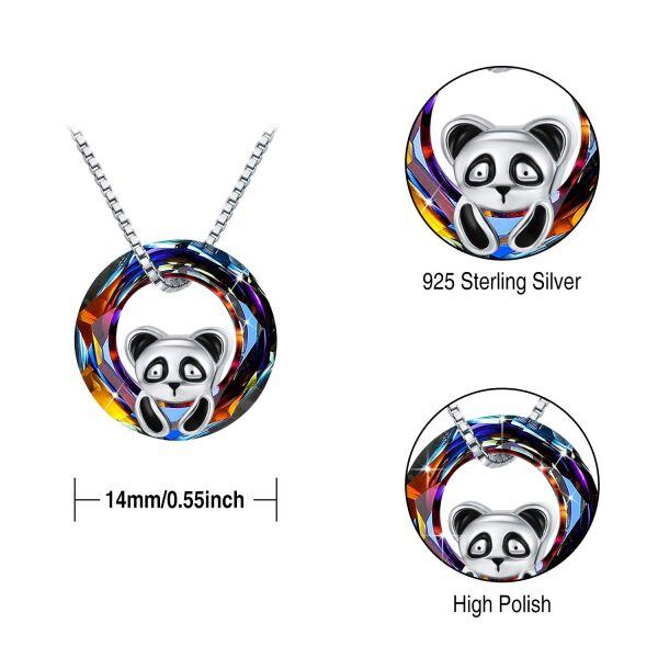 Sterling Silver Crystal Rhodium Plated Panda Necklace-5